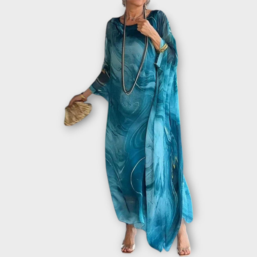 Caftã Maxi Com Textura Transparente