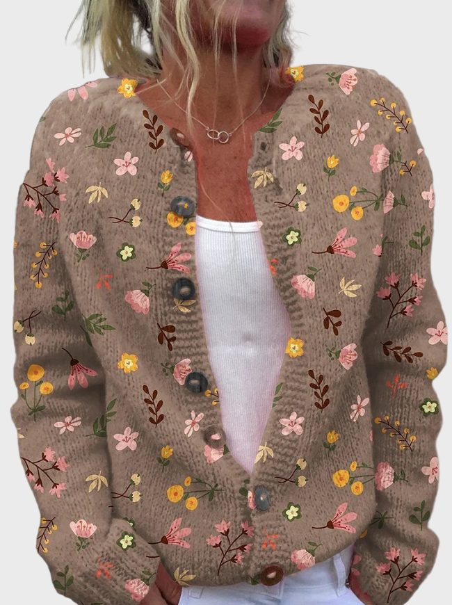 Colete Tricotado com Padrão Floral