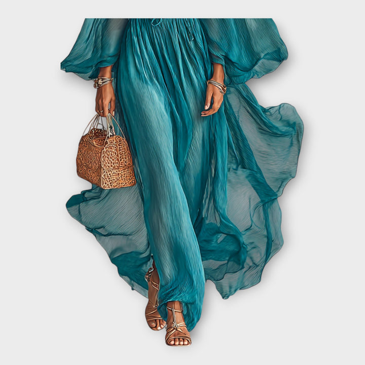 Vestido arejado com estética elegante e atemporal