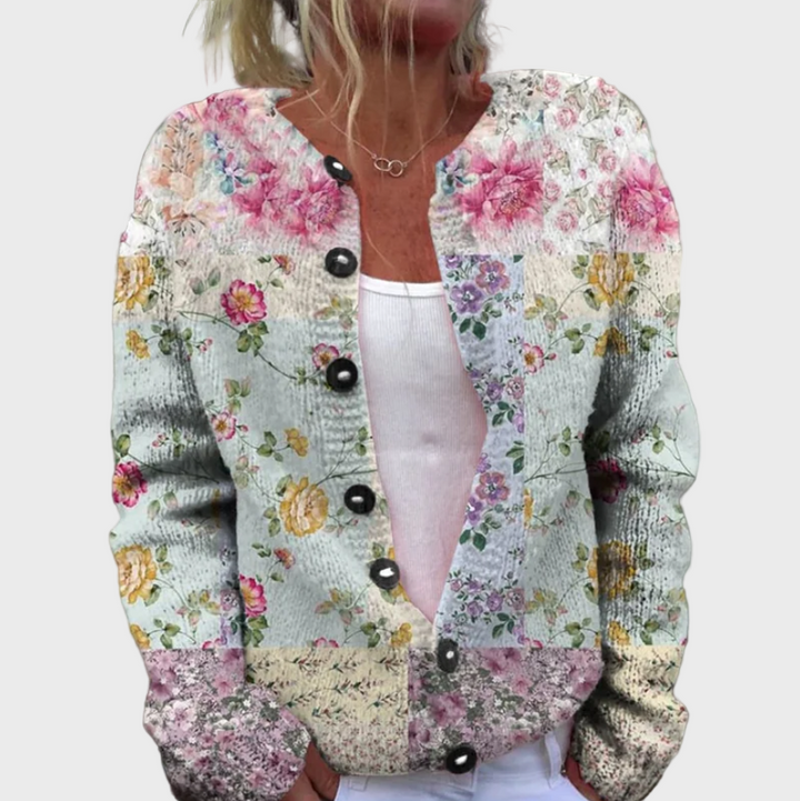 Colete Tricotado com Padrão Floral