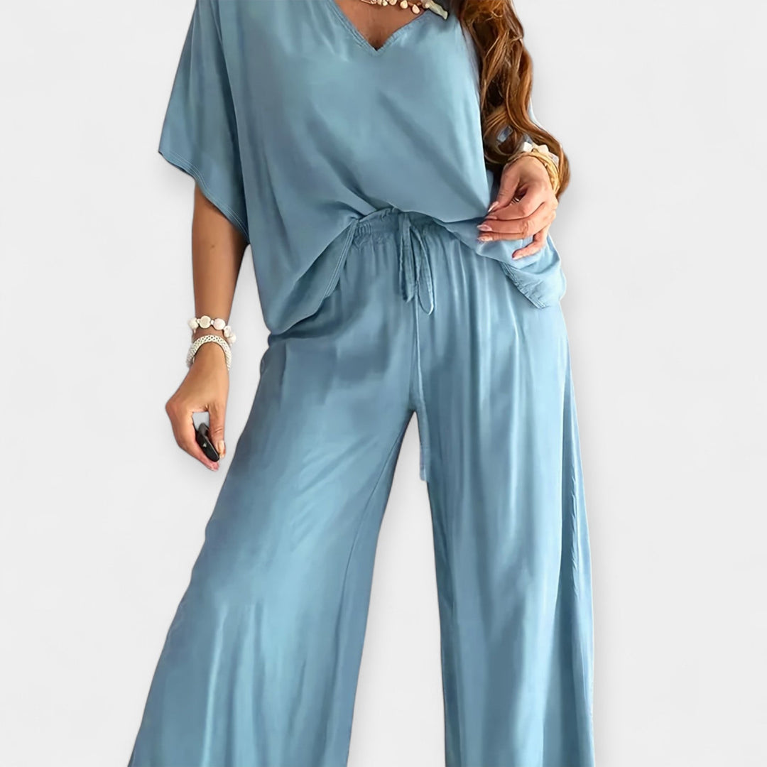 Conjunto Arejado com Calças Largas e Blusa Solta