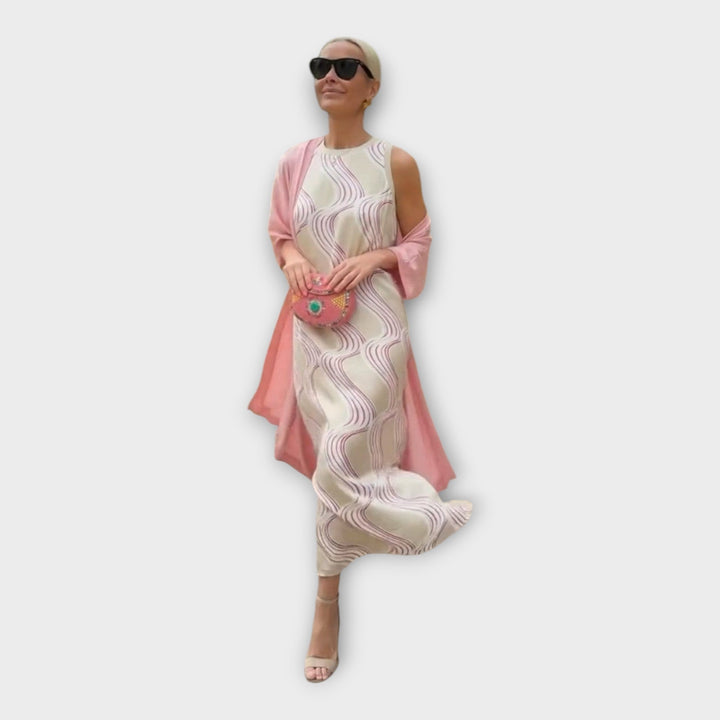 Vestido Maxi com Padrão Ondulado