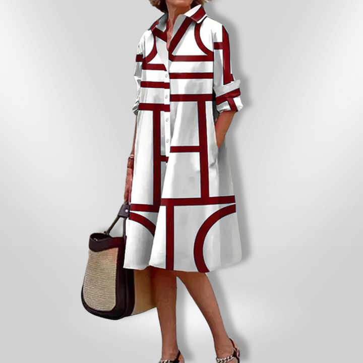 Vestido Midi com Padrão Geométrico