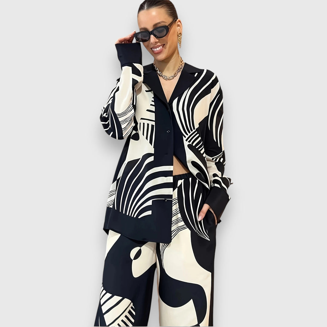 Conjunto de Dois Peças com Elegante Design Geométrico