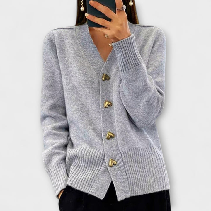 Marij – Sweater feminino com decote em V em estilo vintage