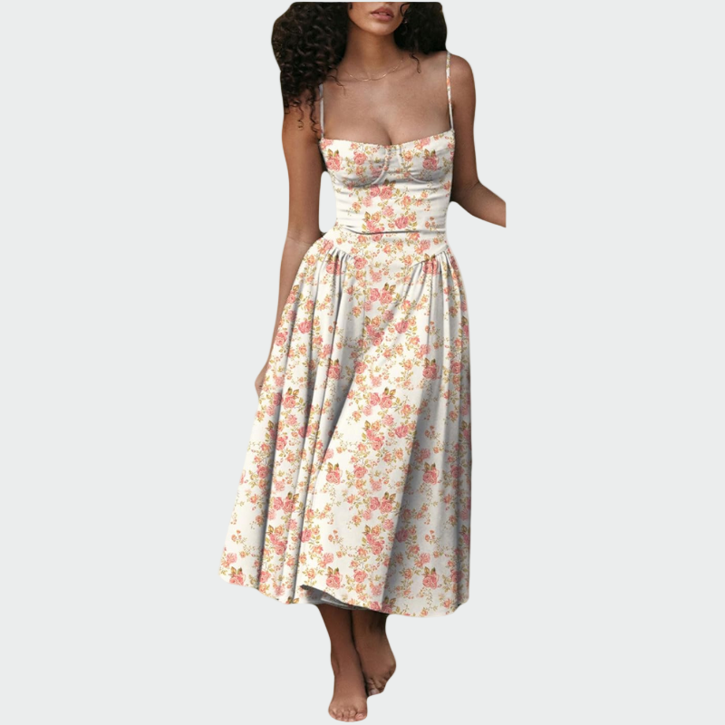Vestido Maxi de Cetim com Alças Finas