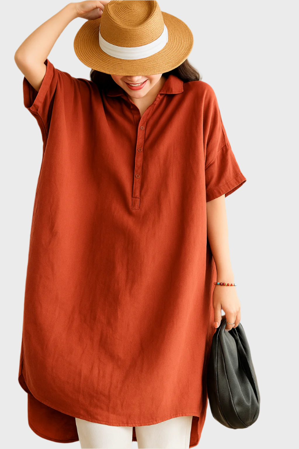 Vestido Camisa de Linho Casual