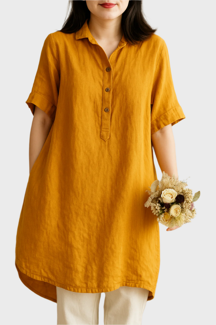 Vestido Camisa de Linho Casual