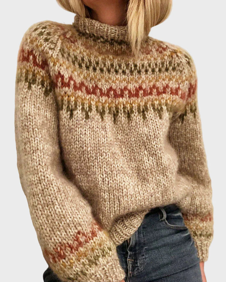 Pullover de Gola Alta com Decote Redondo