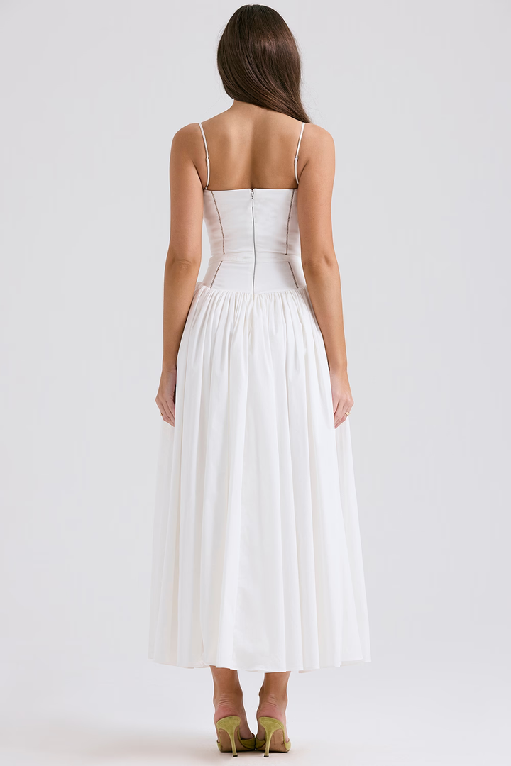 Vestido Maxi com Alças Finas e Padrão Floral