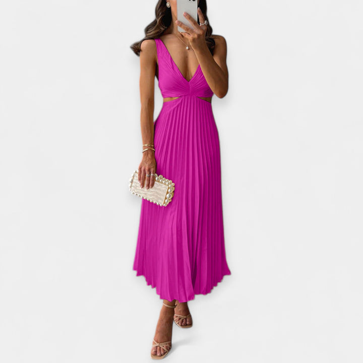 Vestido Maxi com Design Plissado