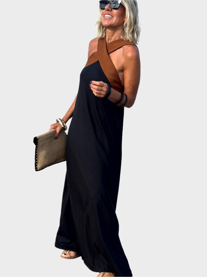 Vestido Elegante com Costas Descobertas e Decote Cruzado Moderno