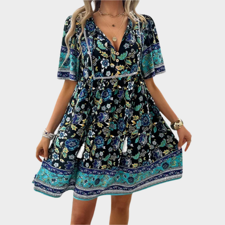Vestido Boémio Arejado com Padrão e Bordado