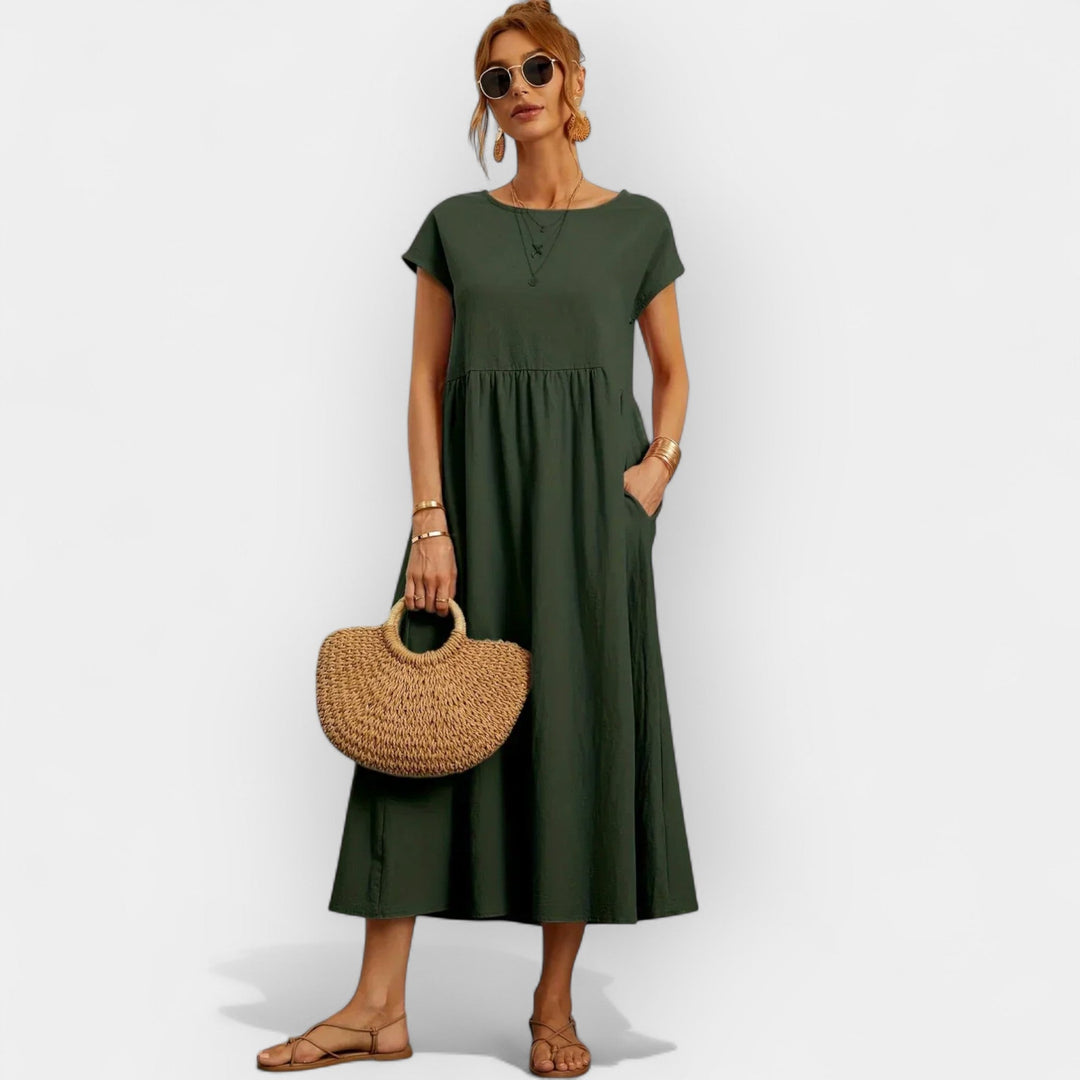 Vestido de Algodão Leve com Bolsos