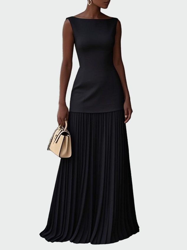 Vestido maxi plissado