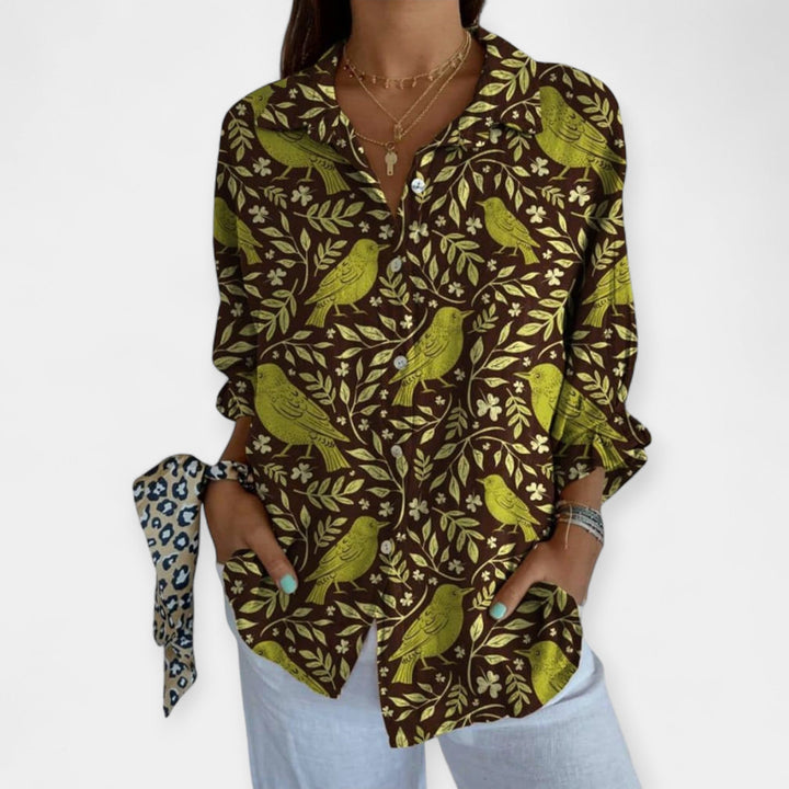 Camisa de Linho Artística com Ajuste Confortável