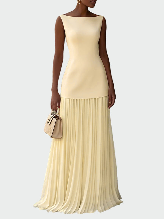 Vestido maxi plissado