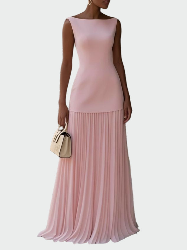 Vestido maxi plissado