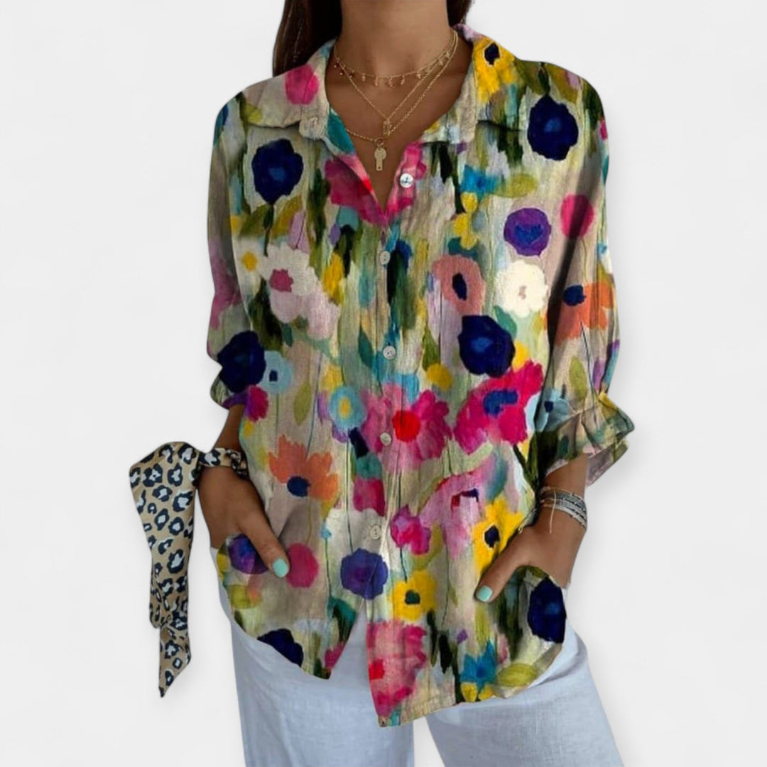 Camisa de Linho Artística com Ajuste Confortável