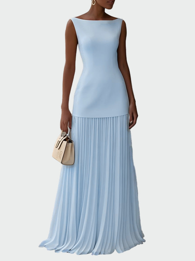 Vestido maxi plissado