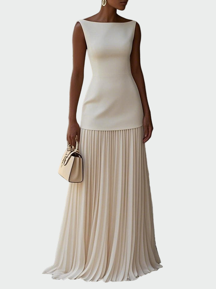 Vestido maxi plissado