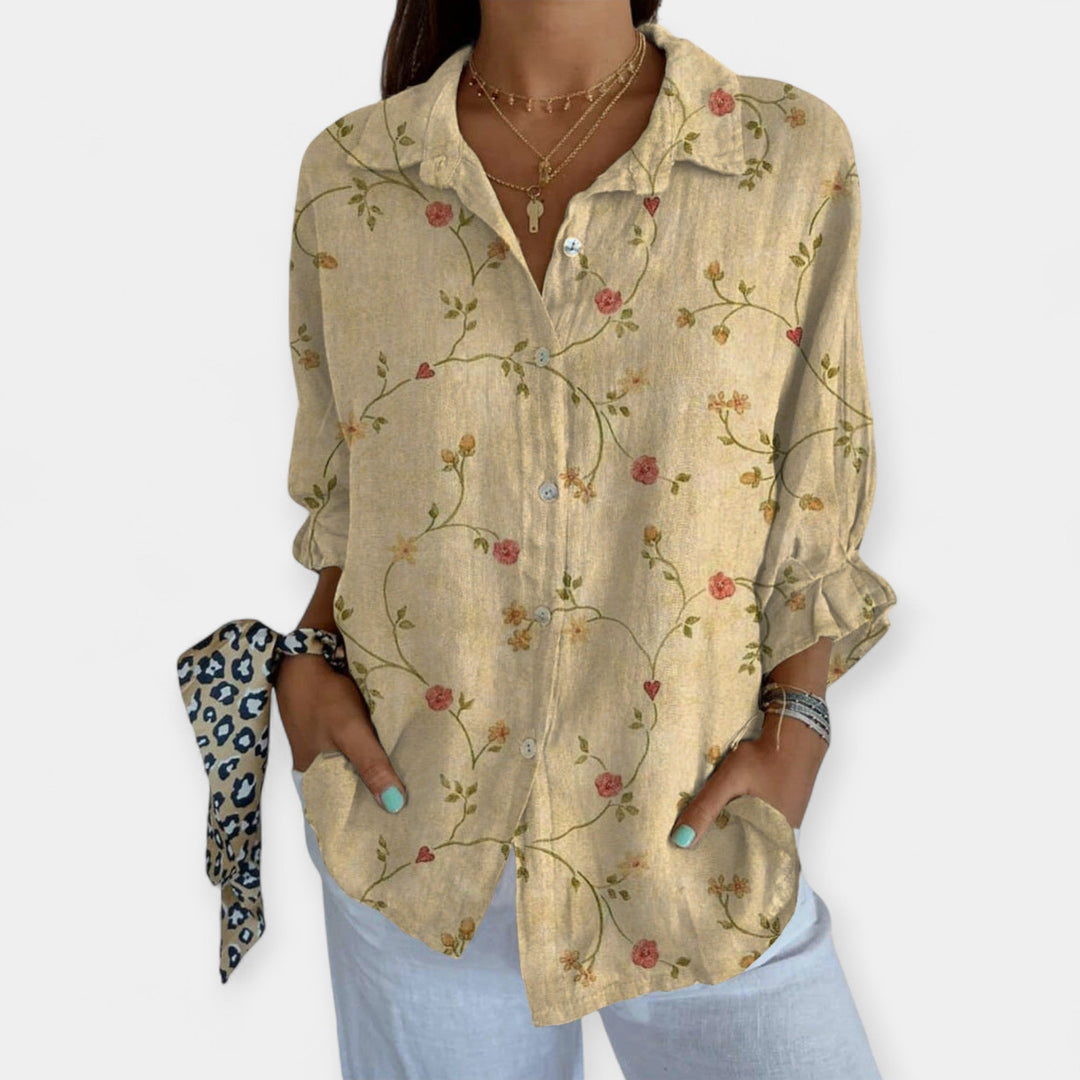 Camisa de Linho Artística com Ajuste Confortável