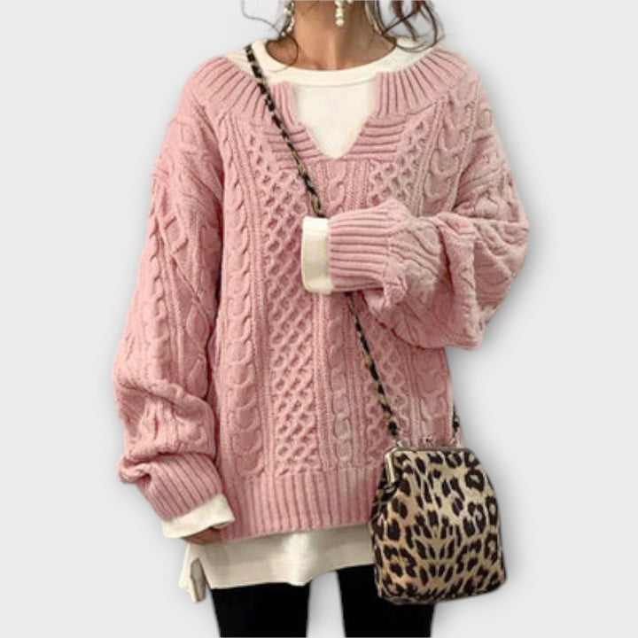 Lili - Pullover de malha oversized com padrão de tranças