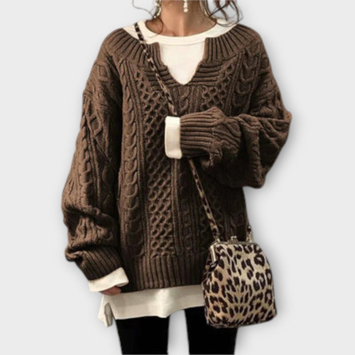 Lili - Pullover de malha oversized com padrão de tranças