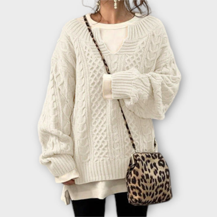 Lili - Pullover de malha oversized com padrão de tranças