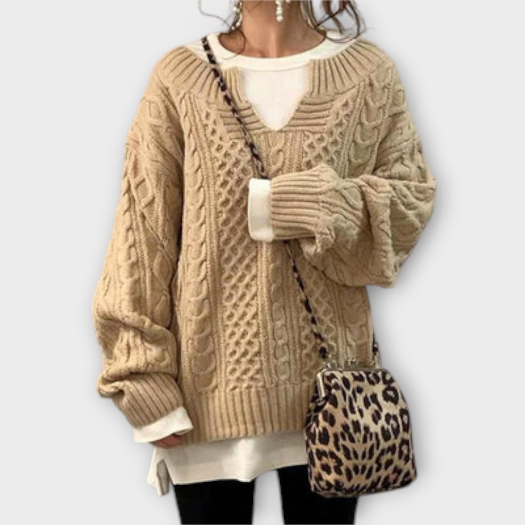 Lili - Pullover de malha oversized com padrão de tranças