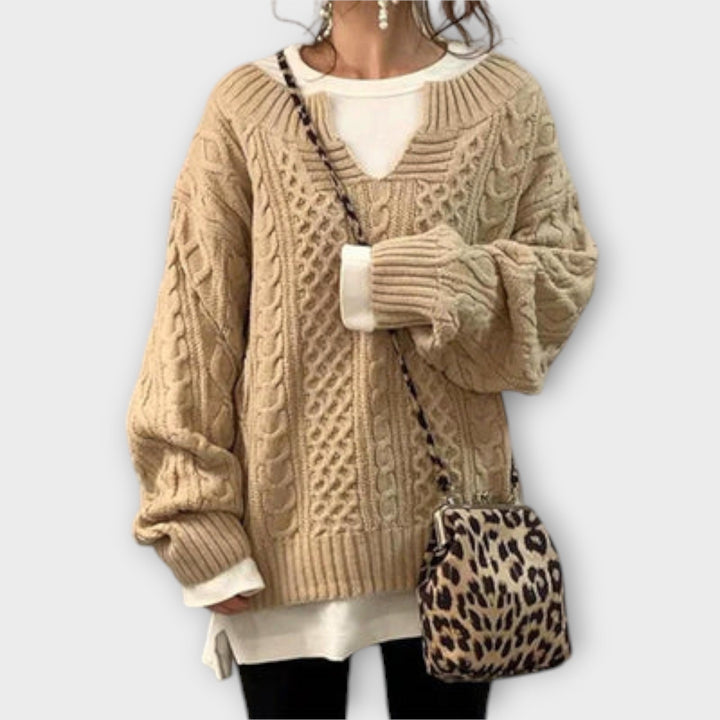 Lili - Pullover de malha oversized com padrão de tranças