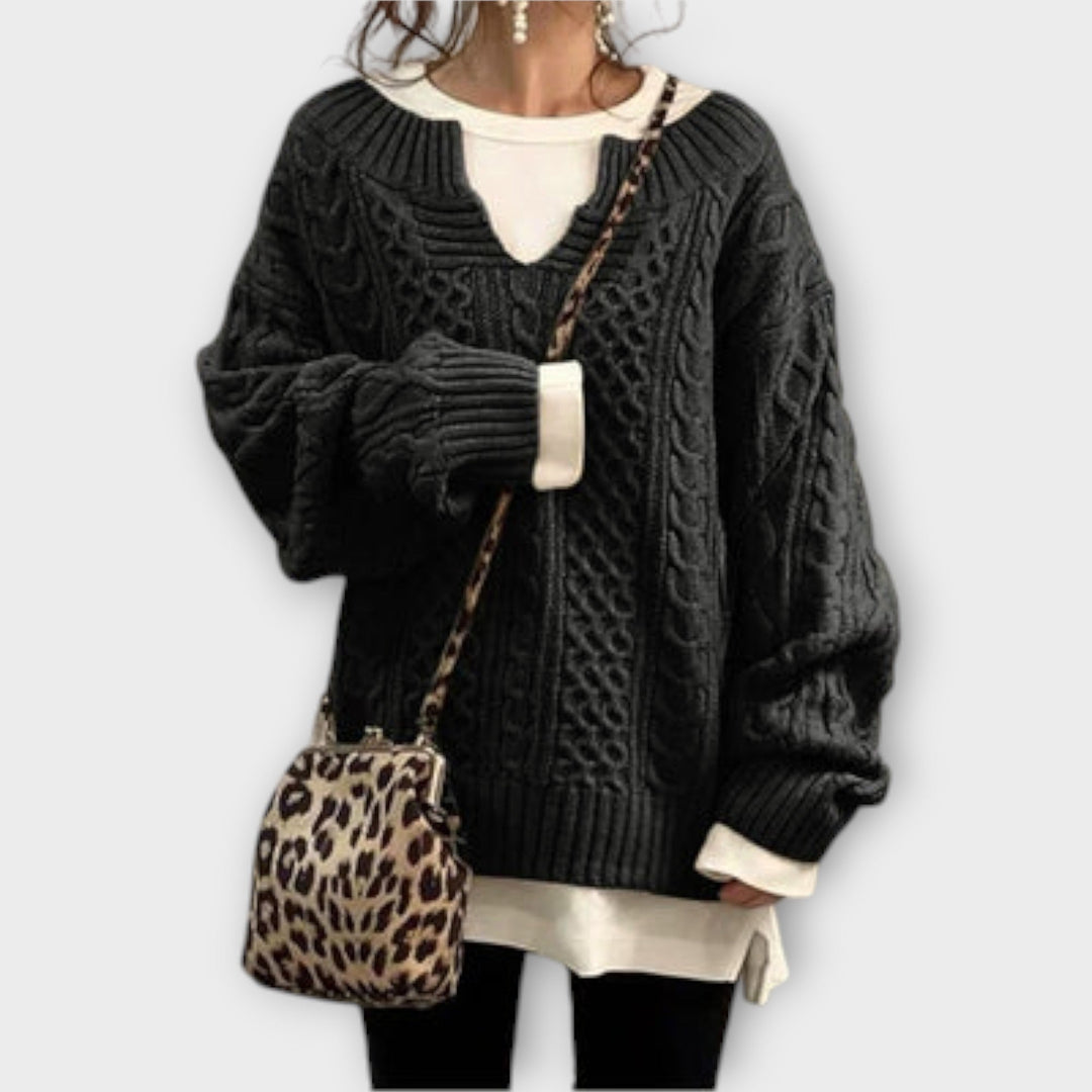 Lili - Pullover de malha oversized com padrão de tranças