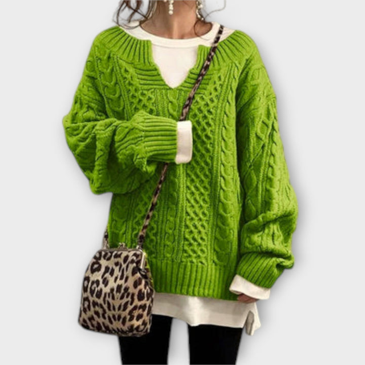Lili - Pullover de malha oversized com padrão de tranças