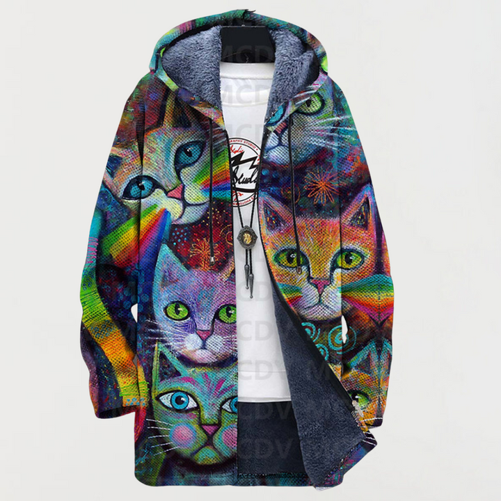Sweatshirt com gato em arco-íris