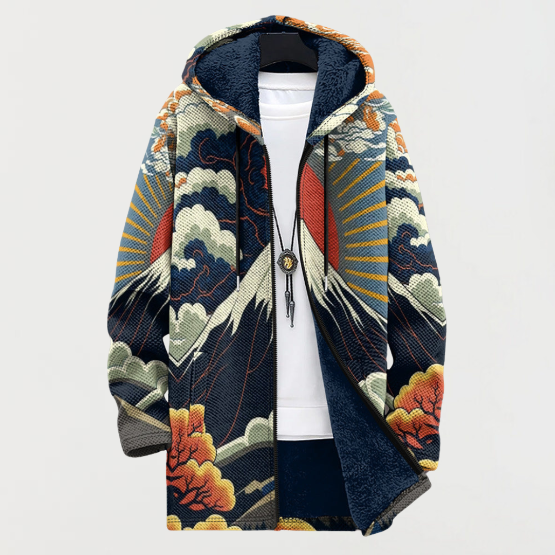 Sweatshirt com padrão de amanhecer montanhoso