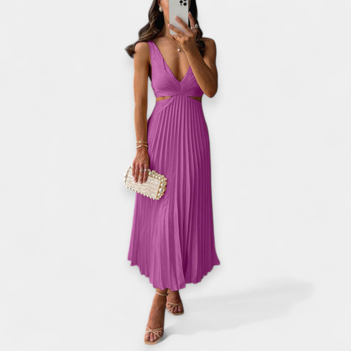 Vestido Maxi com Design Plissado