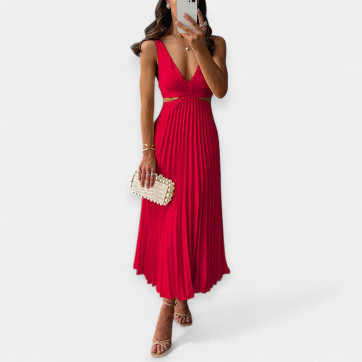 Vestido Maxi com Design Plissado