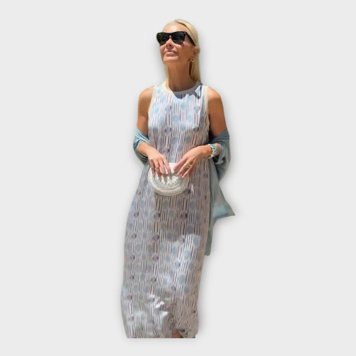 Vestido Maxi com Padrão Geométrico