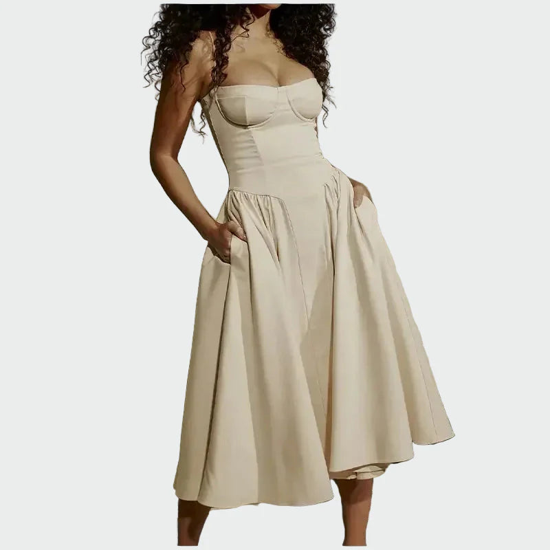 Vestido Maxi de Cetim com Alças Finas