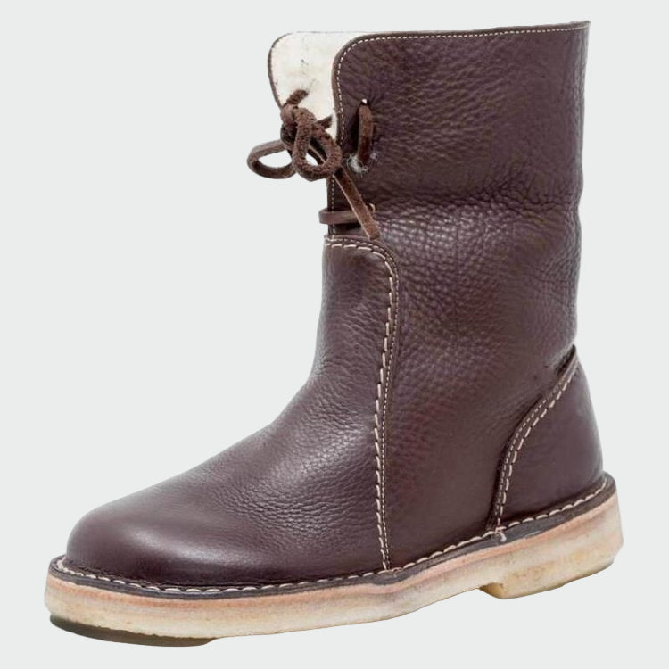 Botins de couro impermeáveis com forro de lã