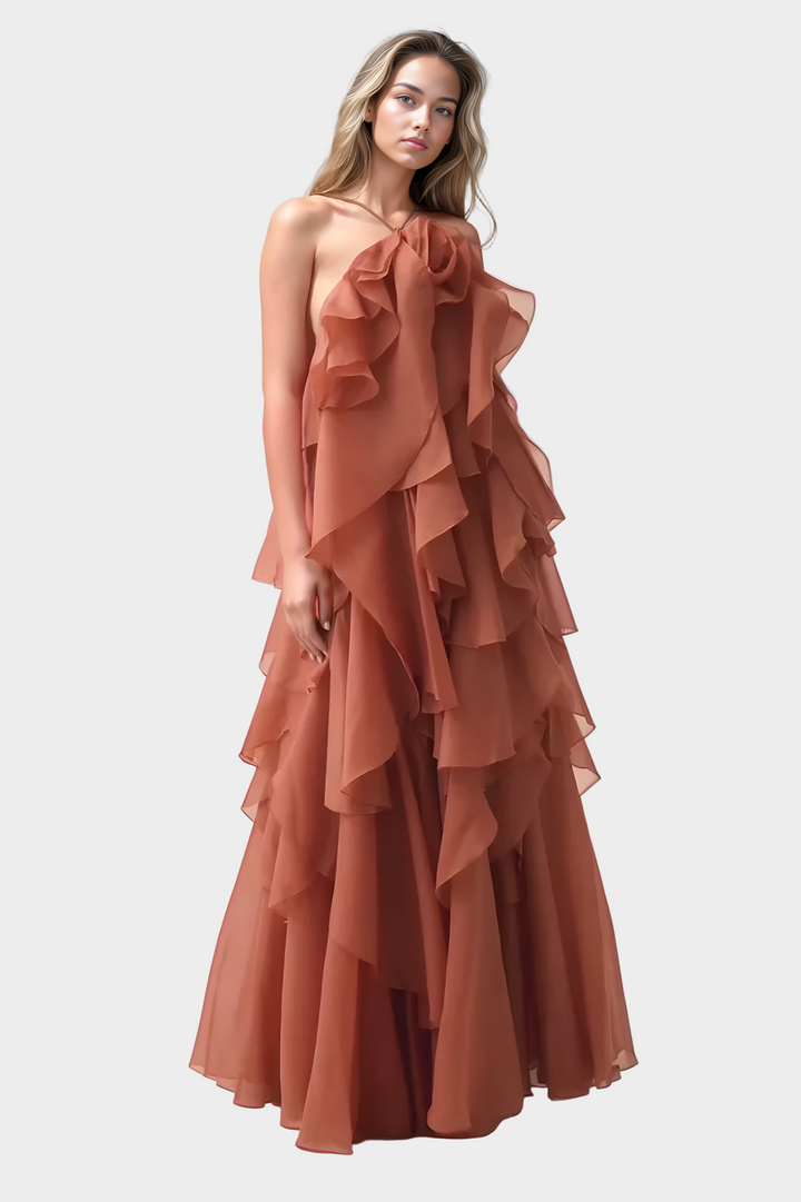 Vestido Maxi com Sensação Romântica e Estilo Aristocrático