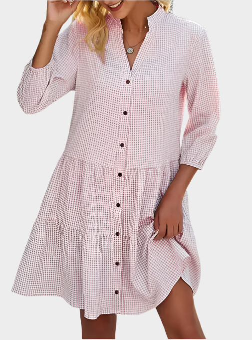 Vestido de Verão em Xadrez Leve e Lisonjeiro