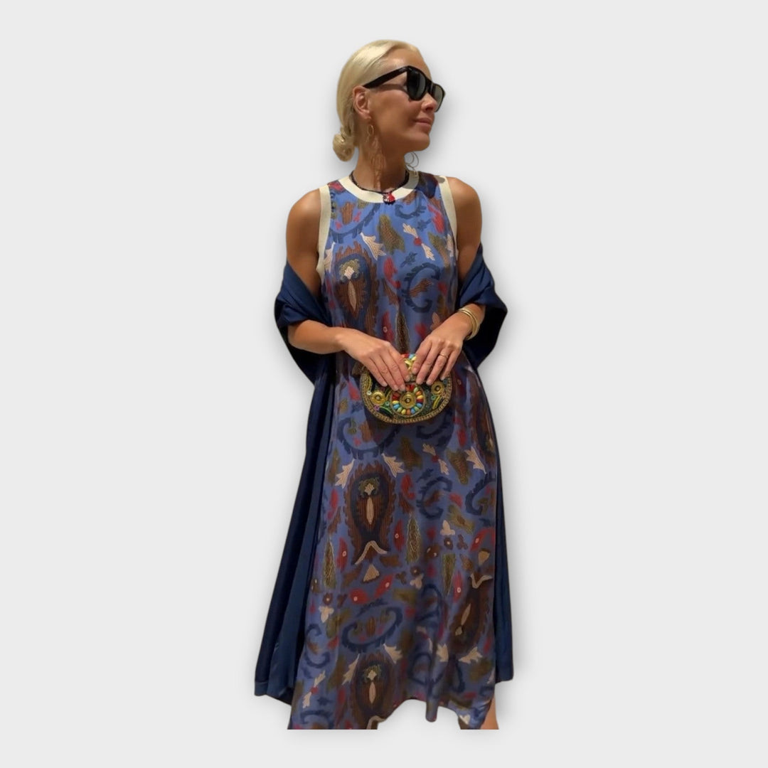 Vestido Maxi com Padrão Sofisticado