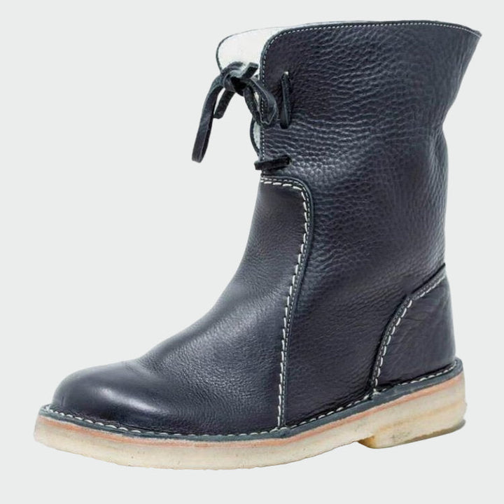 Botins de couro impermeáveis com forro de lã