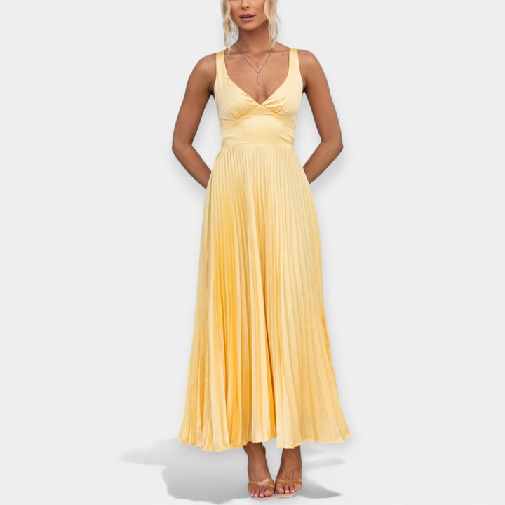 Vestido Maxi em Amarelo com Costas Descobertas