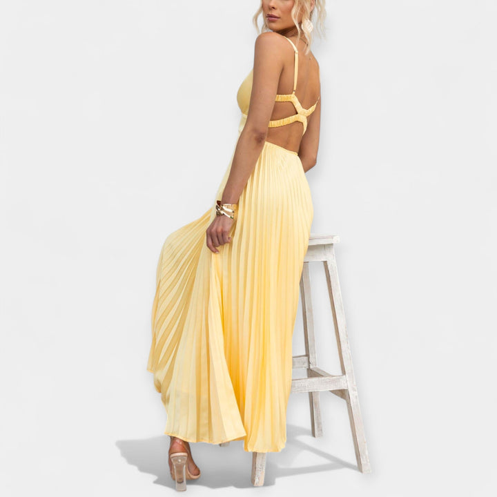 Vestido Maxi Amarelo com Costas Abertas