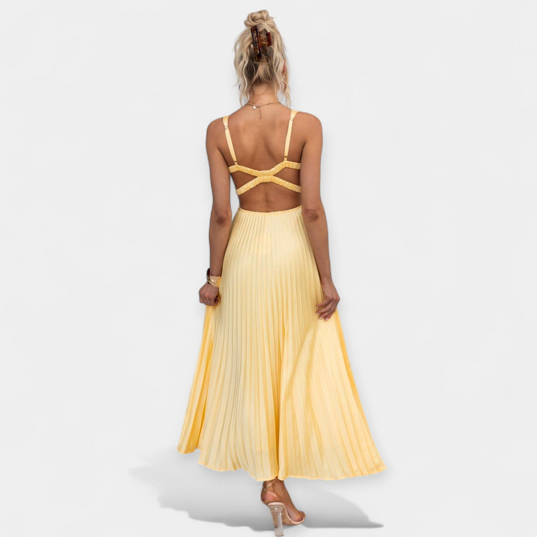 Vestido Maxi em Amarelo com Costas Descobertas