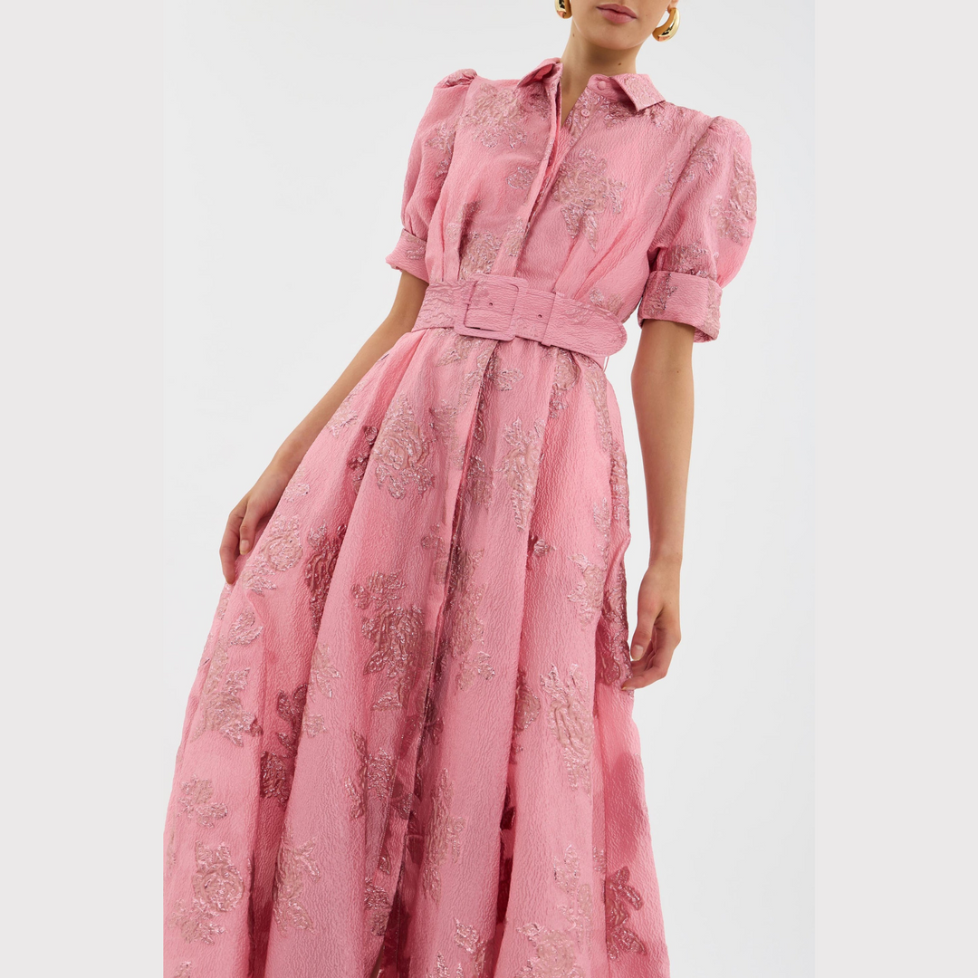 Beatrice™ | Vestido Rosa com Mangas Balão