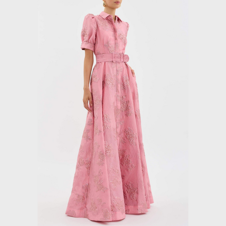 Beatrice™ | Vestido Rosa com Mangas Balão