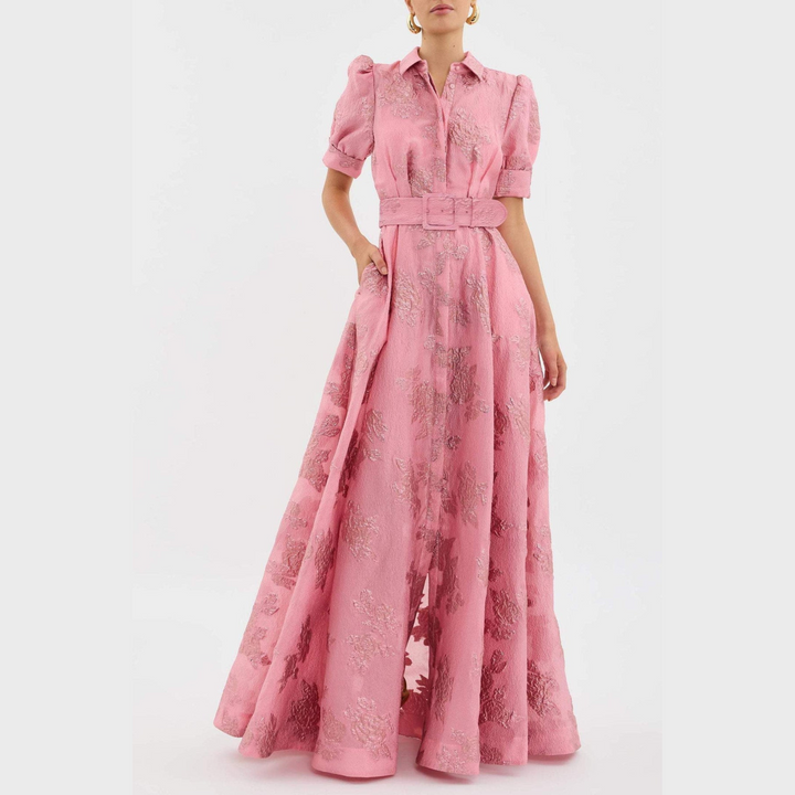Beatrice™ | Vestido Rosa com Mangas Balão